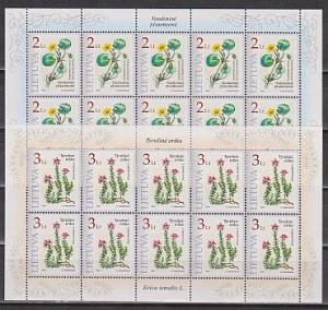 Литва, 2001, Красная Книга, Растения, 2 малых листа